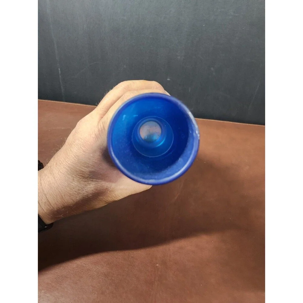 IKEA Salong blue glass vase, designed by Johanna Jelinek, features a...